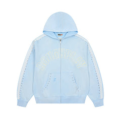 Roughplay Light‑Blue Graphic Zip‑Up Hoodie