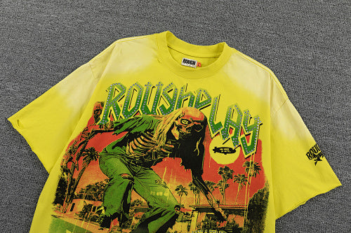 Roughplay Vintage Jungle Graphic Double‑Sided Print Short Sleeve T‑Shirt