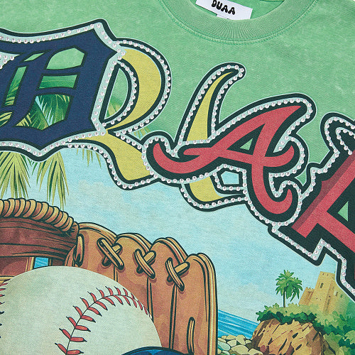 DUAA Green Baseball Graphic Short‑Sleeve T‑Shirt