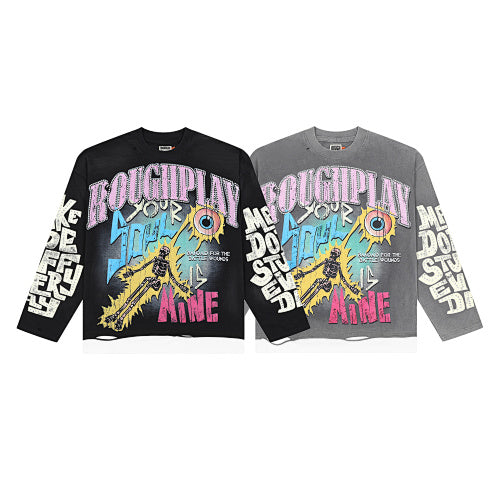 Roughplay Gun Graphic Raglan Long Sleeve T‑Shirt