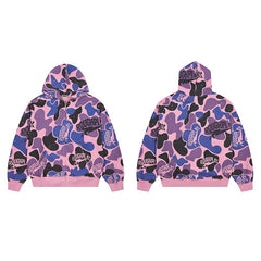 Roughplay Pink‑Purple Camo Zip‑Up Hoodie