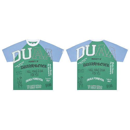 DUAA Green‑Blue Raglan Short‑Sleeve T‑Shirt