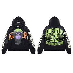 Roughplay Green Skull Graphic Zip‑Up Hoodie