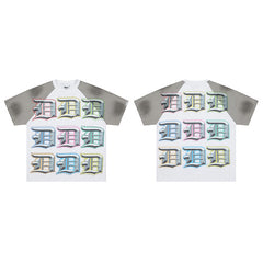 DUAA Multicolor 3D Letter White Short‑Sleeve T‑Shirt