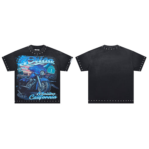 DUAA Motorcycle Graphic Black T‑Shirt