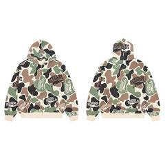 Roughplay Green Camo Graphic Zip‑Up Hoodie