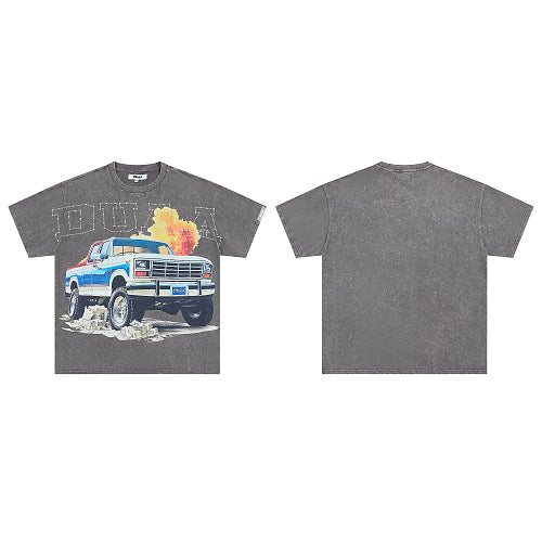DUAA Vintage Truck Graphic Charcoal T‑Shirt