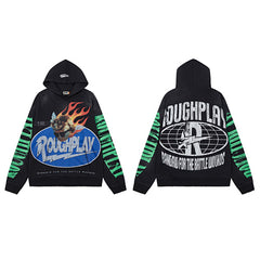 Roughplay Flame Print Pullover Hoodie