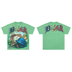 DUAA Green Baseball Graphic Short‑Sleeve T‑Shirt