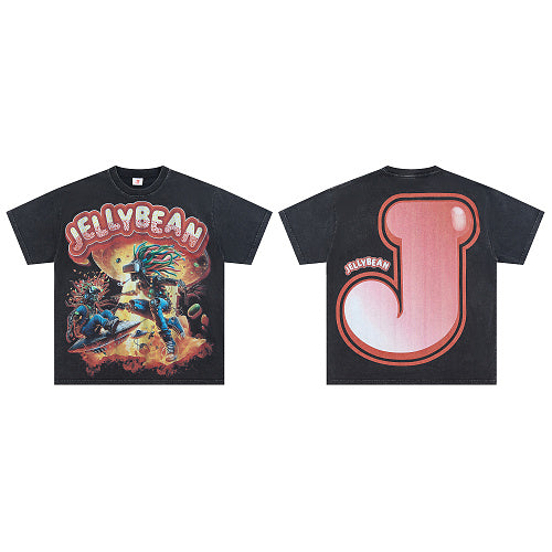 Jellybean Vintage Graphic Double Sided Print Short Sleeve T‑Shirt