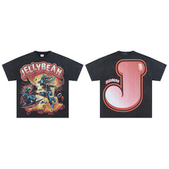 Jellybean Vintage Graphic Double Sided Print Short Sleeve T‑Shirt