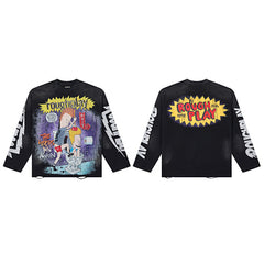 Roughplay Cartoon Graphic Long‑Sleeve T‑Shirt
