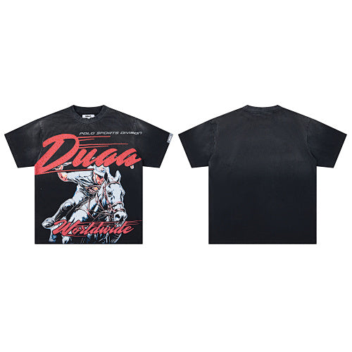DUAA Cowboy Graphic Black Short‑Sleeve T‑Shirt