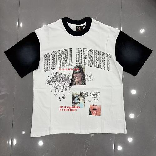 ROYAL DESERT Contrast‑Sleeve Portrait T‑Shirt