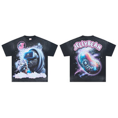 Jellybean Astronaut Galaxy Graphic Double‑Sided Print Short Sleeve T‑Shirt