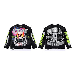 Roughplay Demon Skull Graphic Raglan Long Sleeve T‑Shirt